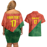 Custom Portugal Football Couples Matching Off Shoulder Short Dress and Hawaiian Shirt Sporty Style