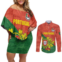 Custom Portugal Football Couples Matching Off Shoulder Short Dress and Long Sleeve Button Shirt Sporty Style