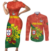 Custom Portugal Football Couples Matching Short Sleeve Bodycon Dress and Long Sleeve Button Shirt Sporty Style