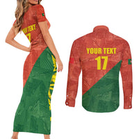 Custom Portugal Football Couples Matching Short Sleeve Bodycon Dress and Long Sleeve Button Shirt Sporty Style