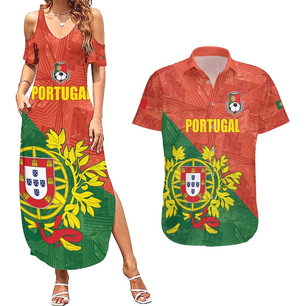 Custom Portugal Football Couples Matching Summer Maxi Dress and Hawaiian Shirt Sporty Style