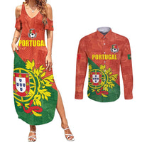 Custom Portugal Football Couples Matching Summer Maxi Dress and Long Sleeve Button Shirt Sporty Style