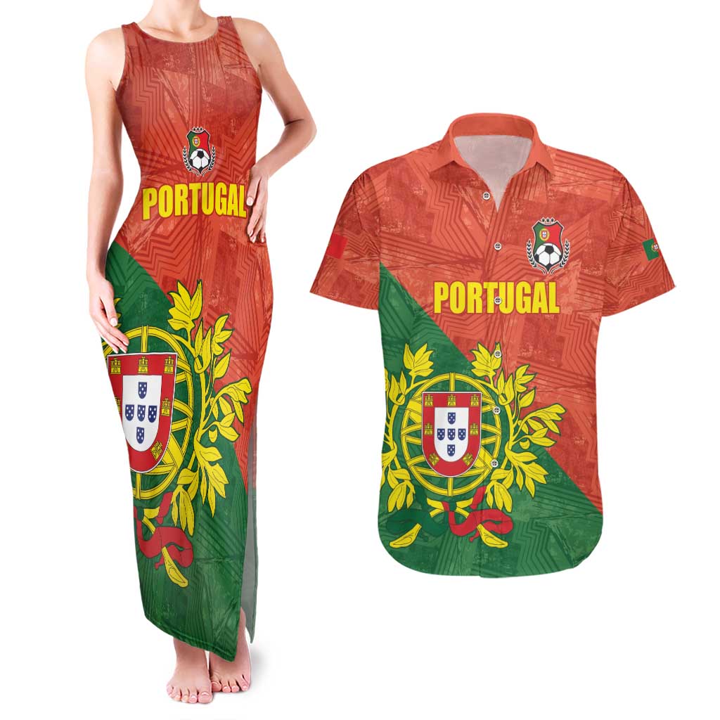 Custom Portugal Football Couples Matching Tank Maxi Dress and Hawaiian Shirt Sporty Style
