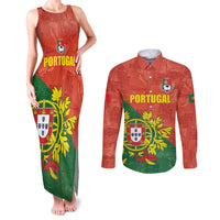 Custom Portugal Football Couples Matching Tank Maxi Dress and Long Sleeve Button Shirt Sporty Style