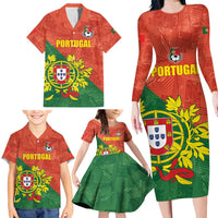 Custom Portugal Football Family Matching Long Sleeve Bodycon Dress and Hawaiian Shirt Sporty Style