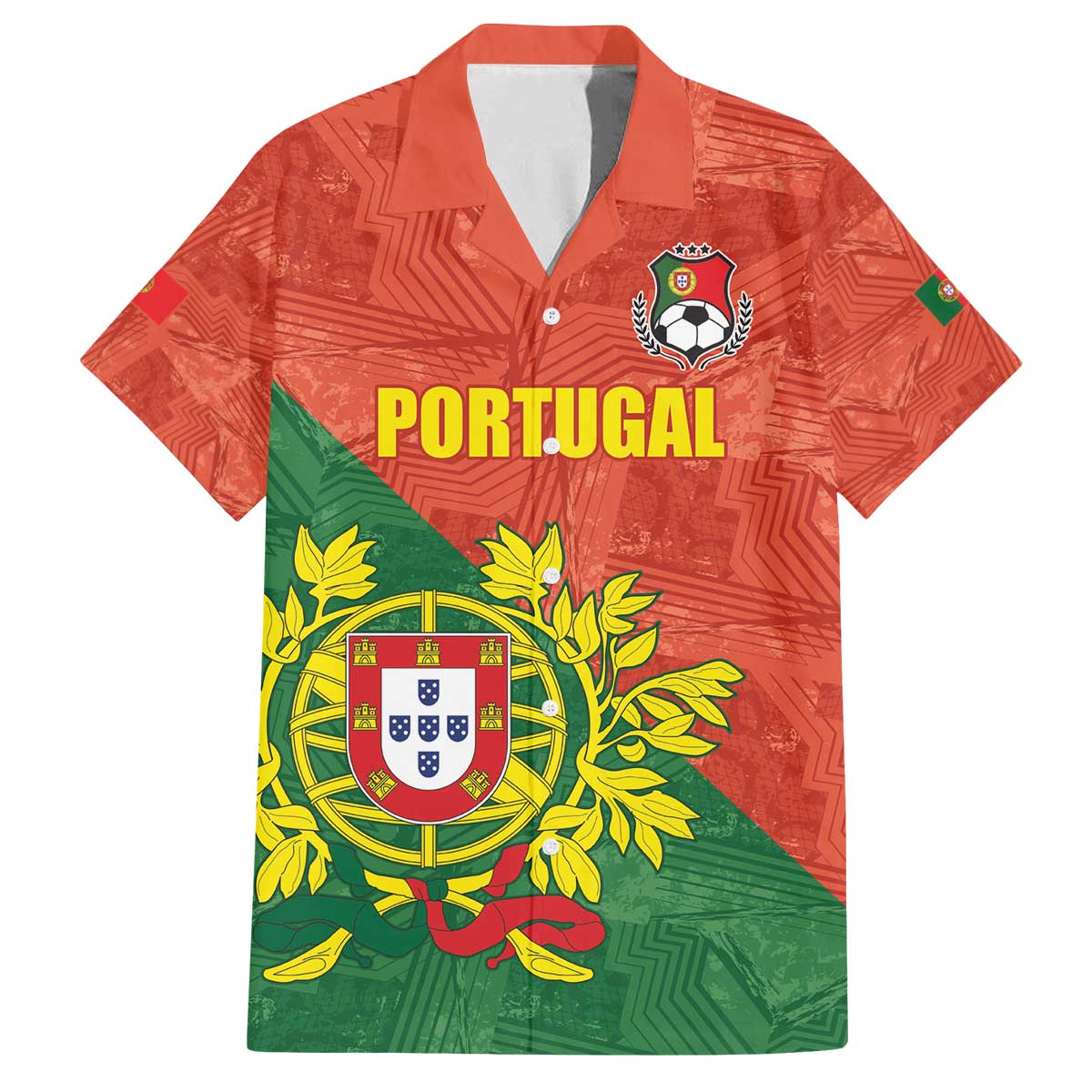 Custom Portugal Football Family Matching Off The Shoulder Long Sleeve Dress and Hawaiian Shirt Sporty Style