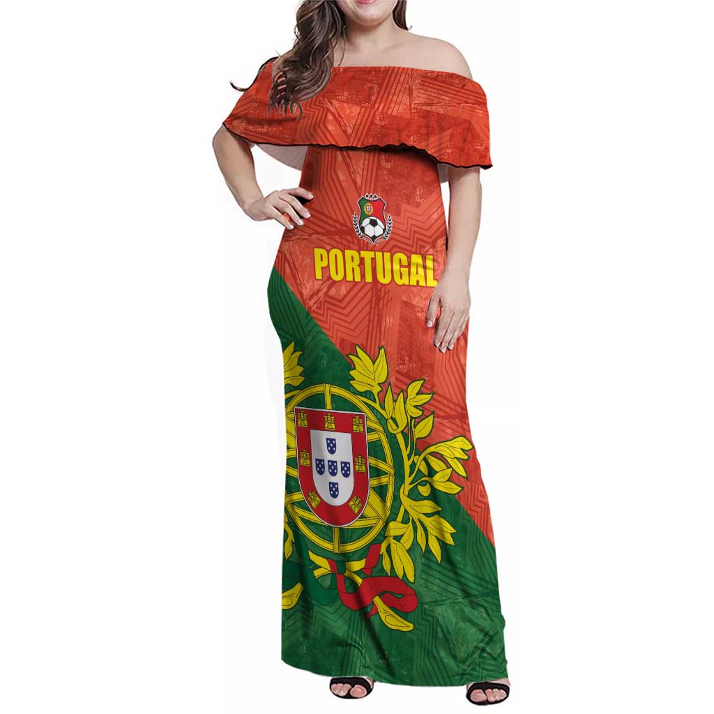 Custom Portugal Football Family Matching Off Shoulder Maxi Dress and Hawaiian Shirt Sporty Style