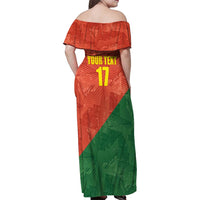 Custom Portugal Football Family Matching Off Shoulder Maxi Dress and Hawaiian Shirt Sporty Style