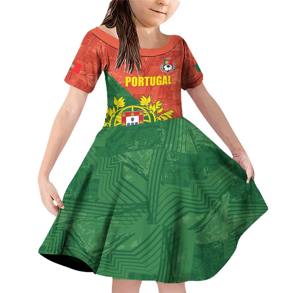 Custom Portugal Football Family Matching Off Shoulder Short Dress and Hawaiian Shirt Sporty Style
