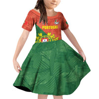 Custom Portugal Football Family Matching Off Shoulder Short Dress and Hawaiian Shirt Sporty Style