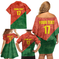 Custom Portugal Football Family Matching Off Shoulder Short Dress and Hawaiian Shirt Sporty Style