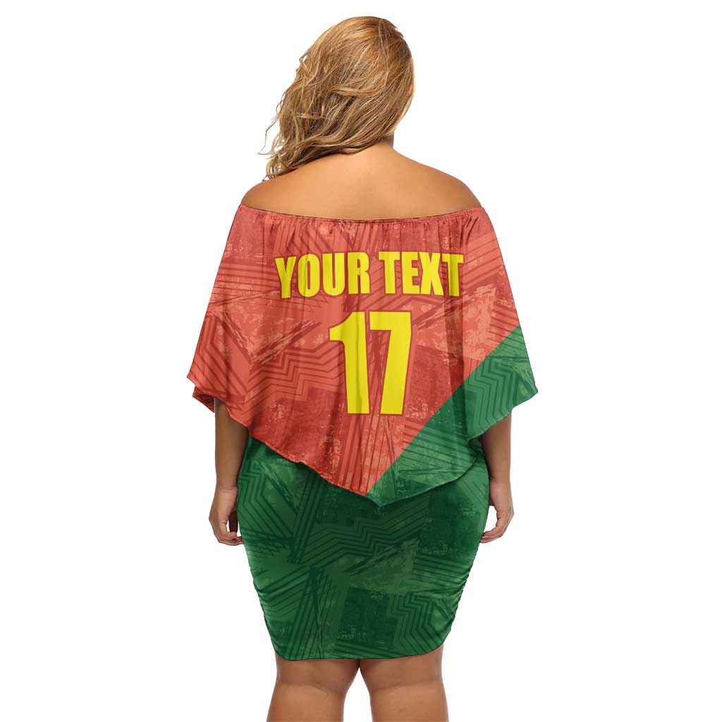 Custom Portugal Football Family Matching Off Shoulder Short Dress and Hawaiian Shirt Sporty Style