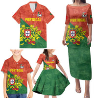Custom Portugal Football Family Matching Puletasi and Hawaiian Shirt Sporty Style