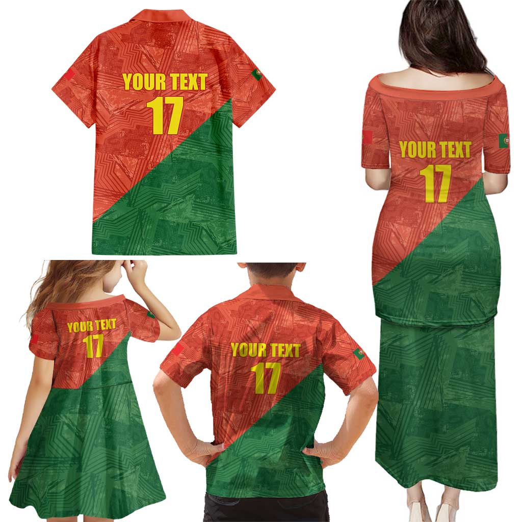 Custom Portugal Football Family Matching Puletasi and Hawaiian Shirt Sporty Style