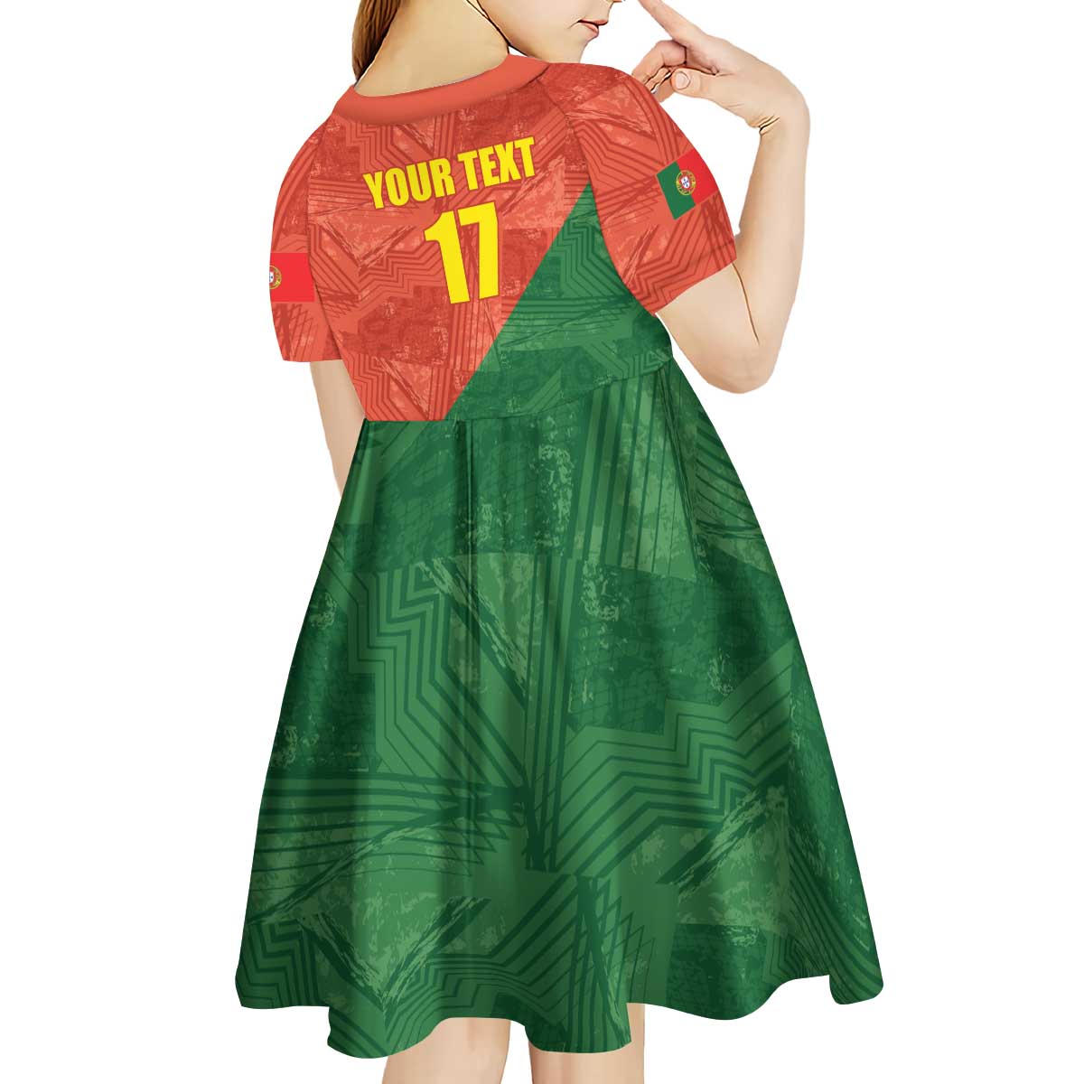 Custom Portugal Football Kid Short Sleeve Dress Sporty Style