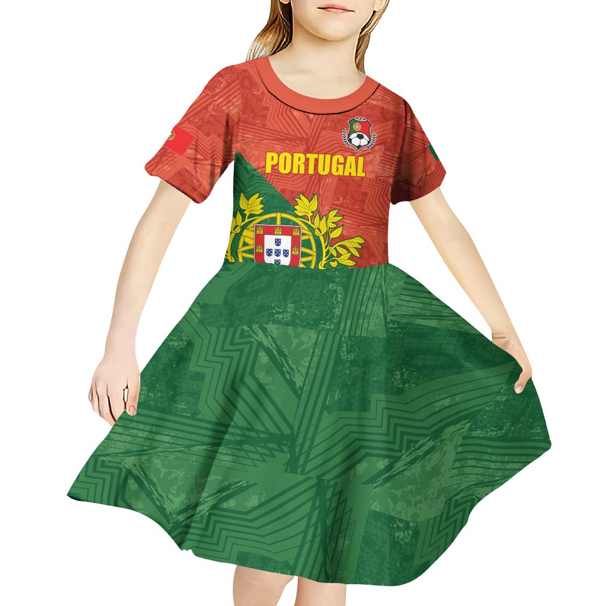 Custom Portugal Football Kid Short Sleeve Dress Sporty Style