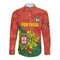 Custom Portugal Football Long Sleeve Button Shirt Sporty Style