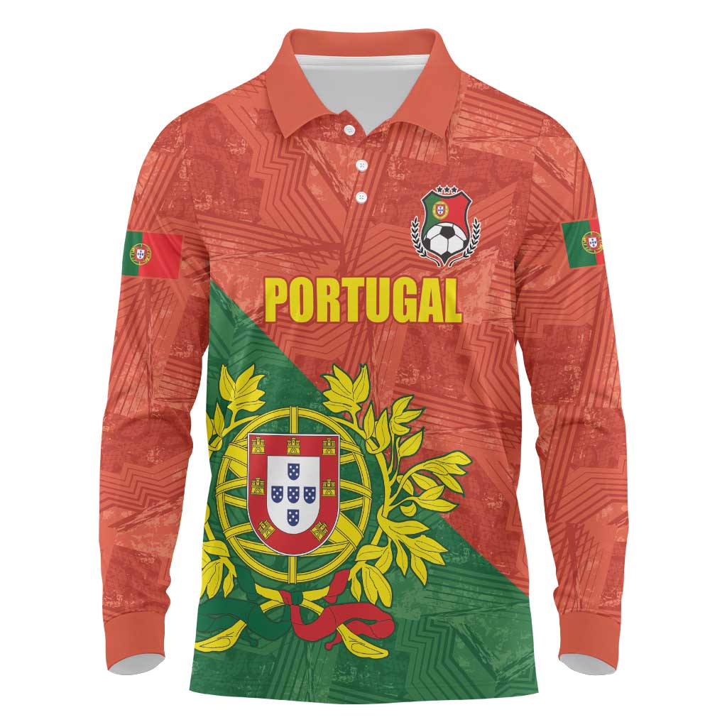 Custom Portugal Football Long Sleeve Polo Shirt Sporty Style