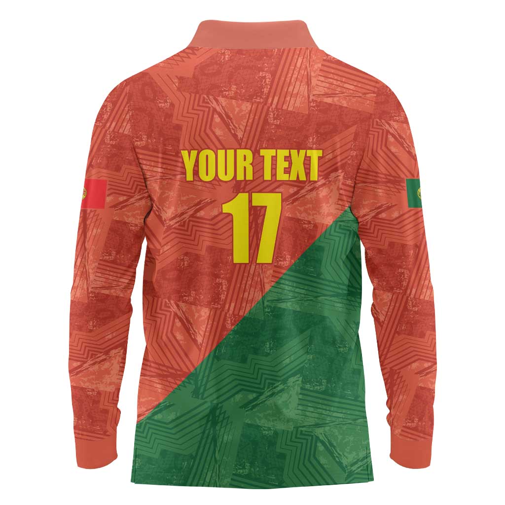 Custom Portugal Football Long Sleeve Polo Shirt Sporty Style