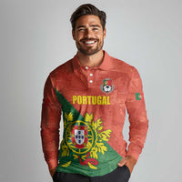 Custom Portugal Football Long Sleeve Polo Shirt Sporty Style