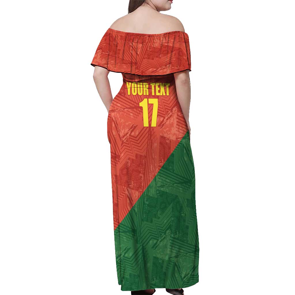 Custom Portugal Football Off Shoulder Maxi Dress Sporty Style