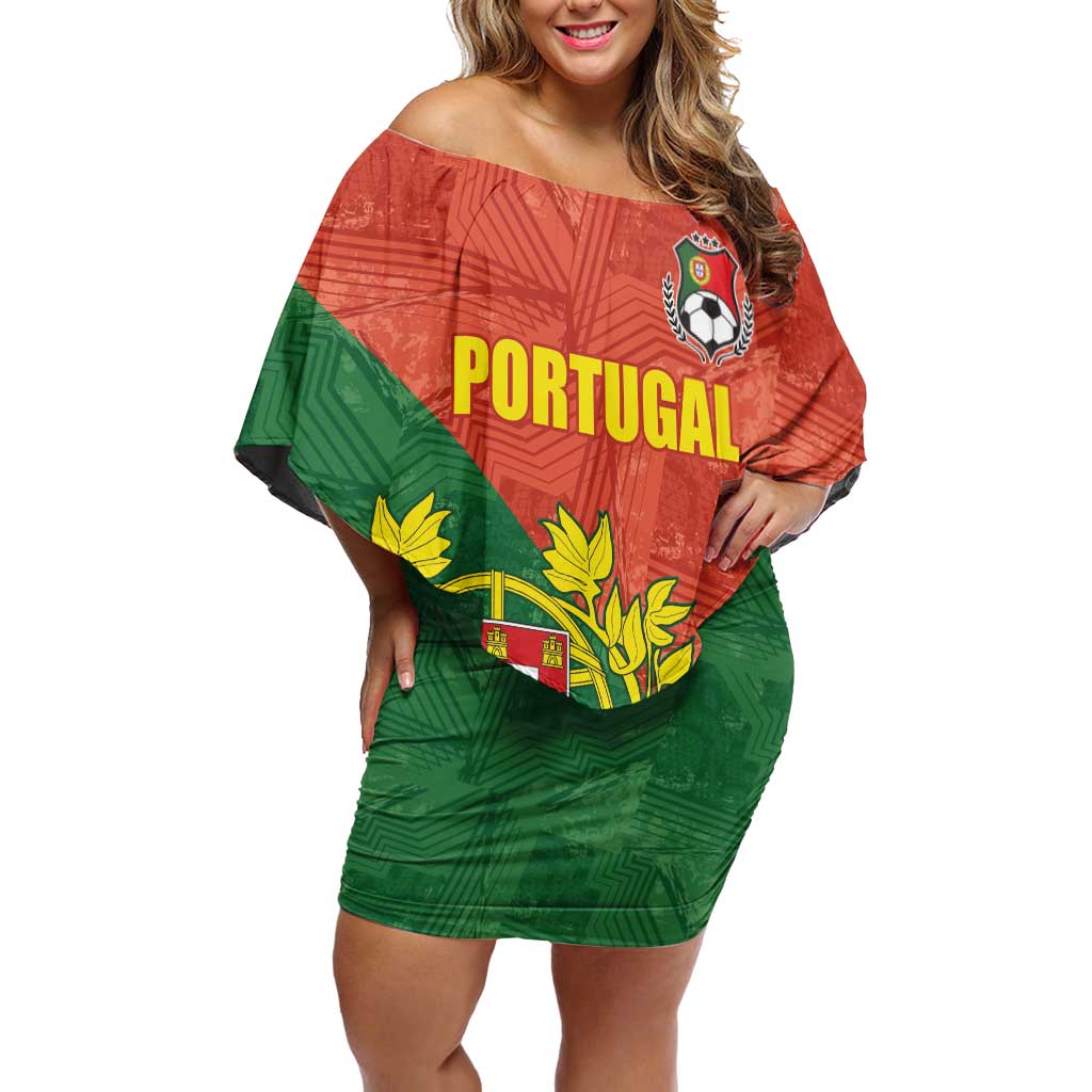 Custom Portugal Football Off Shoulder Short Dress Sporty Style
