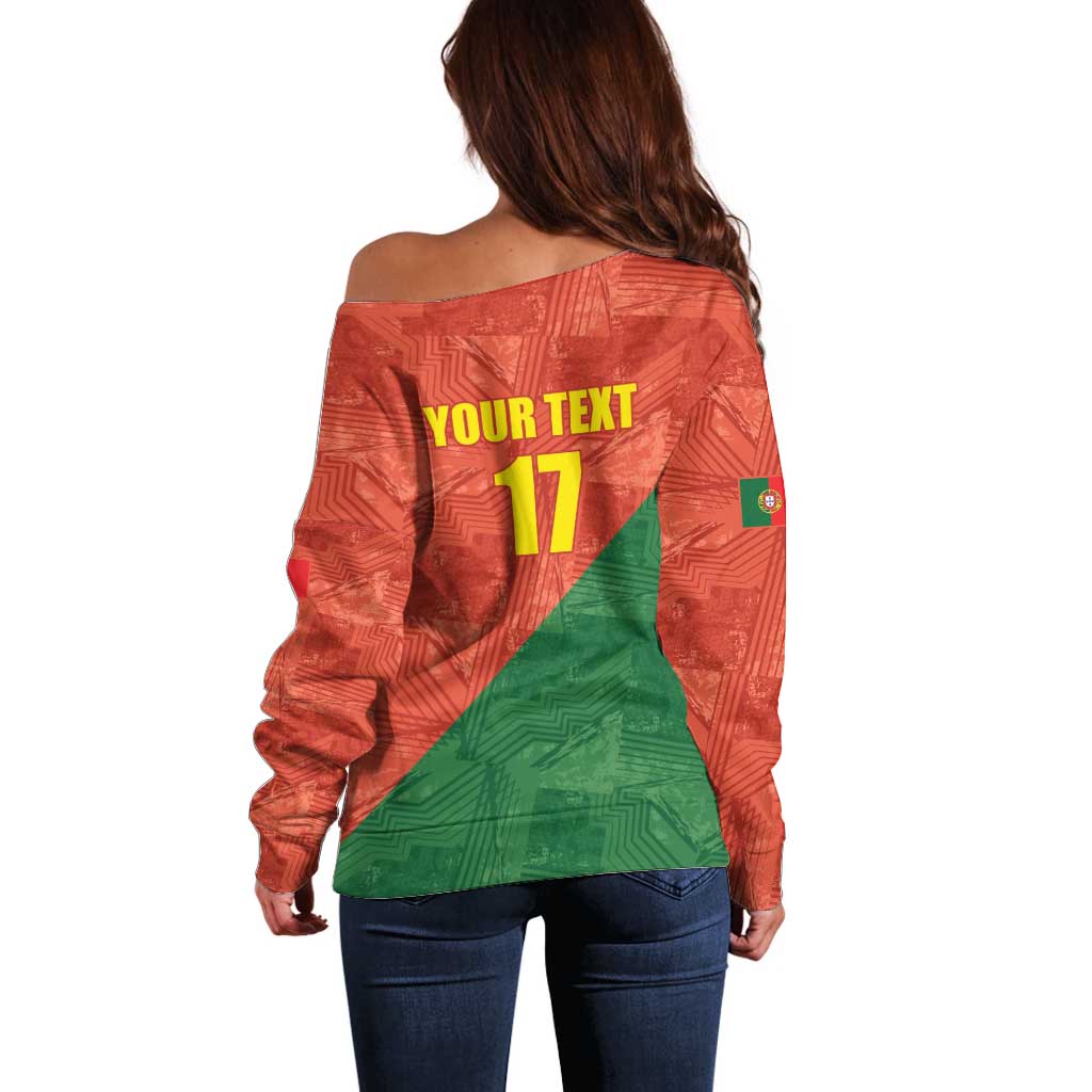 Custom Portugal Football Off Shoulder Sweater Sporty Style