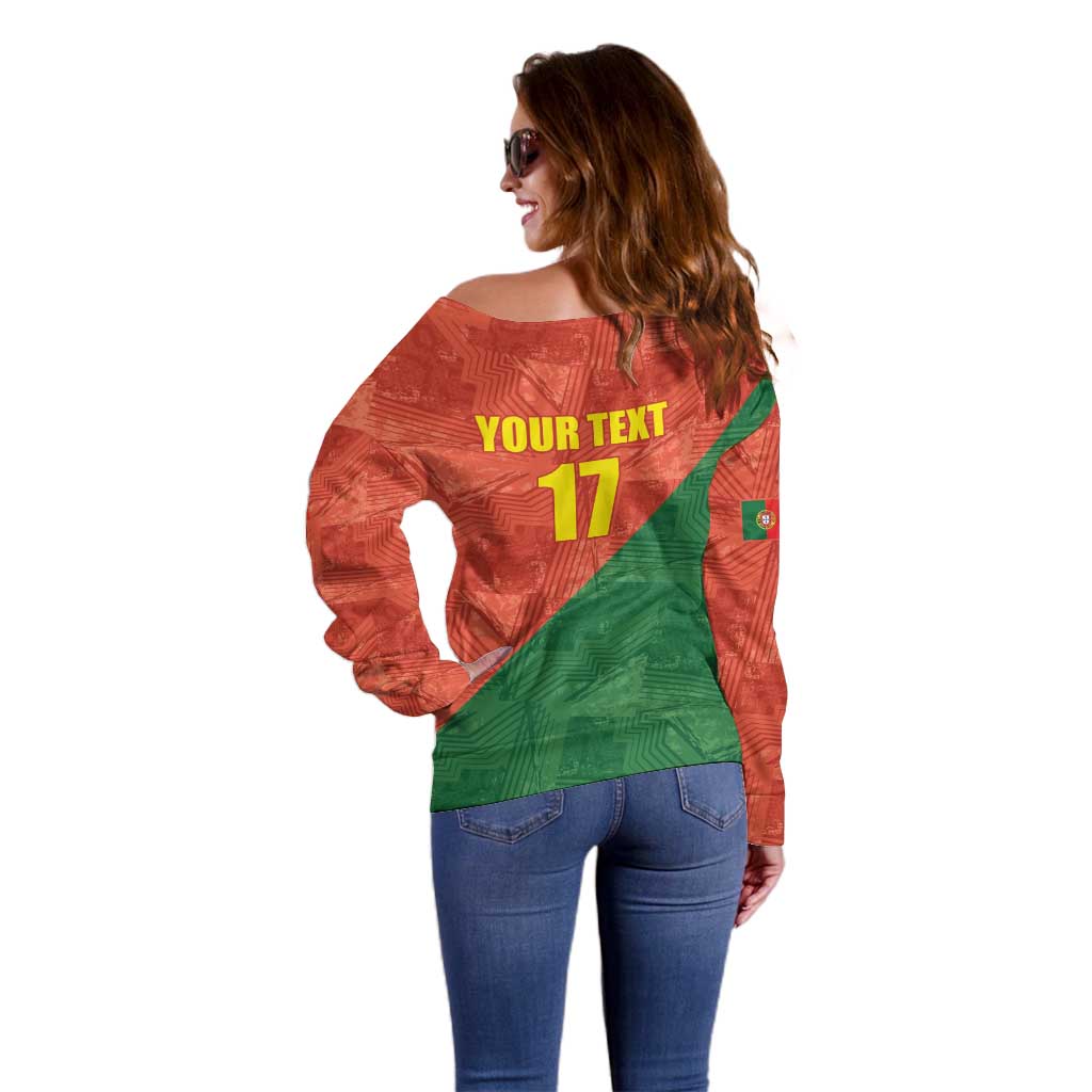 Custom Portugal Football Off Shoulder Sweater Sporty Style