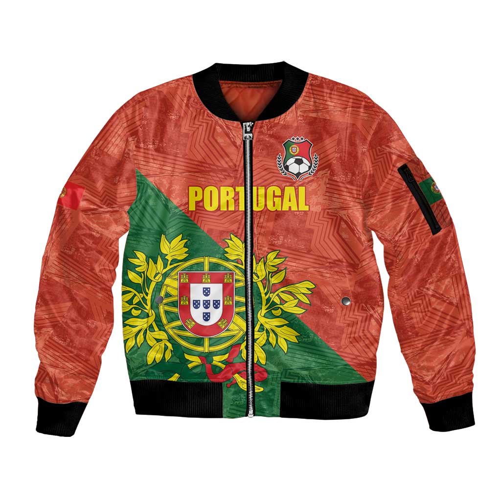Custom Portugal Football Sleeve Zip Bomber Jacket Sporty Style