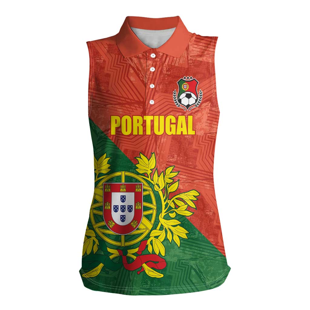 Custom Portugal Football Women Sleeveless Polo Shirt Sporty Style