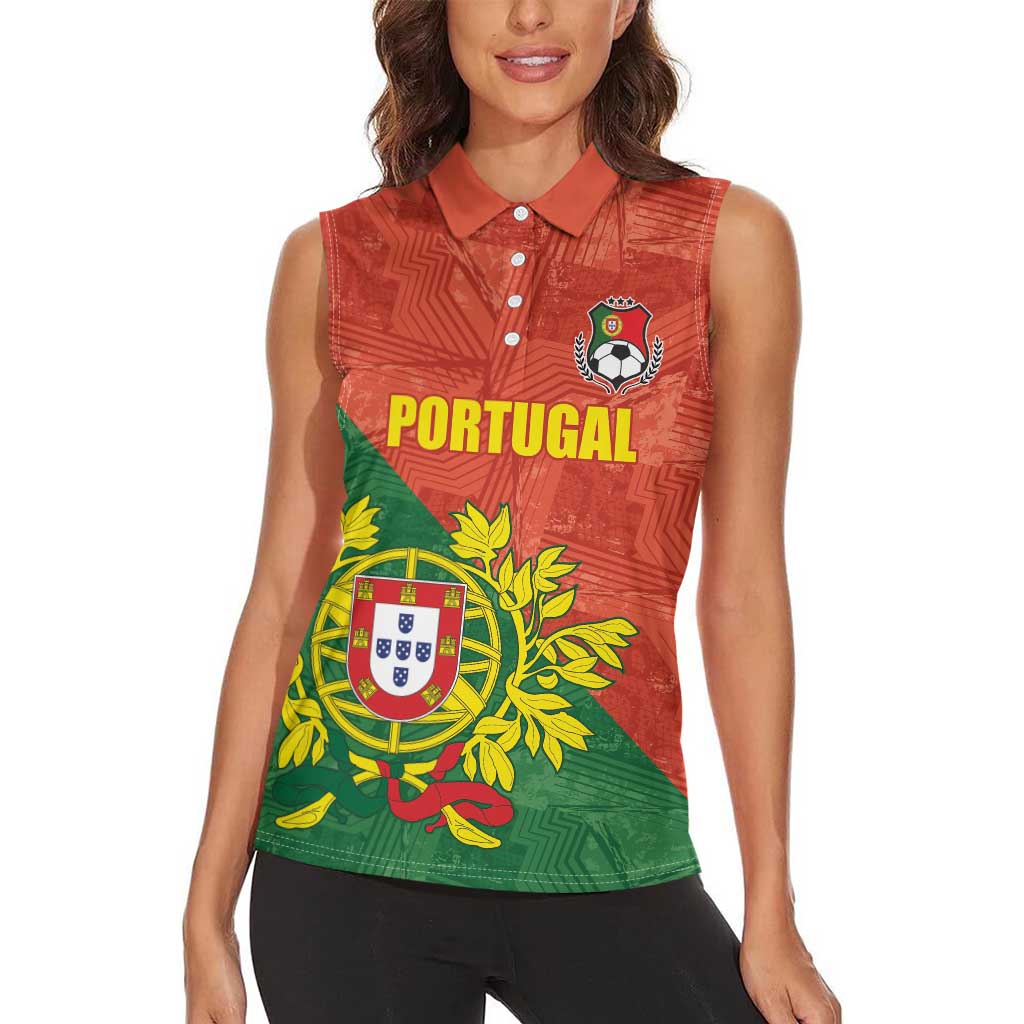 Custom Portugal Football Women Sleeveless Polo Shirt Sporty Style