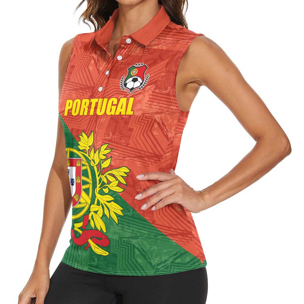 Custom Portugal Football Women Sleeveless Polo Shirt Sporty Style