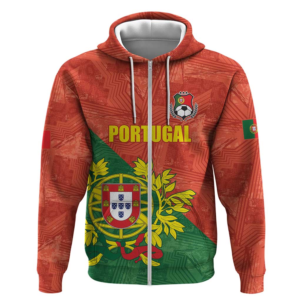 Custom Portugal Football Zip Hoodie Sporty Style