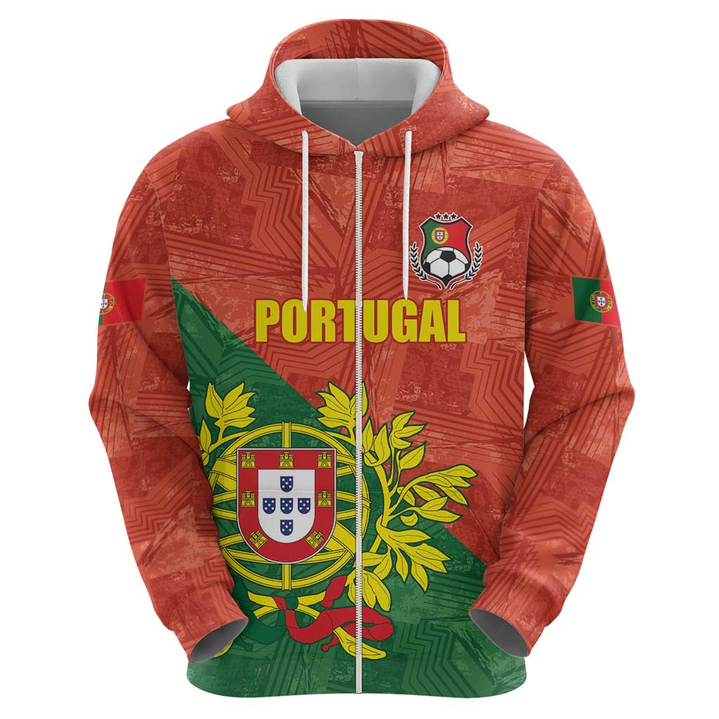 Custom Portugal Football Zip Hoodie Sporty Style