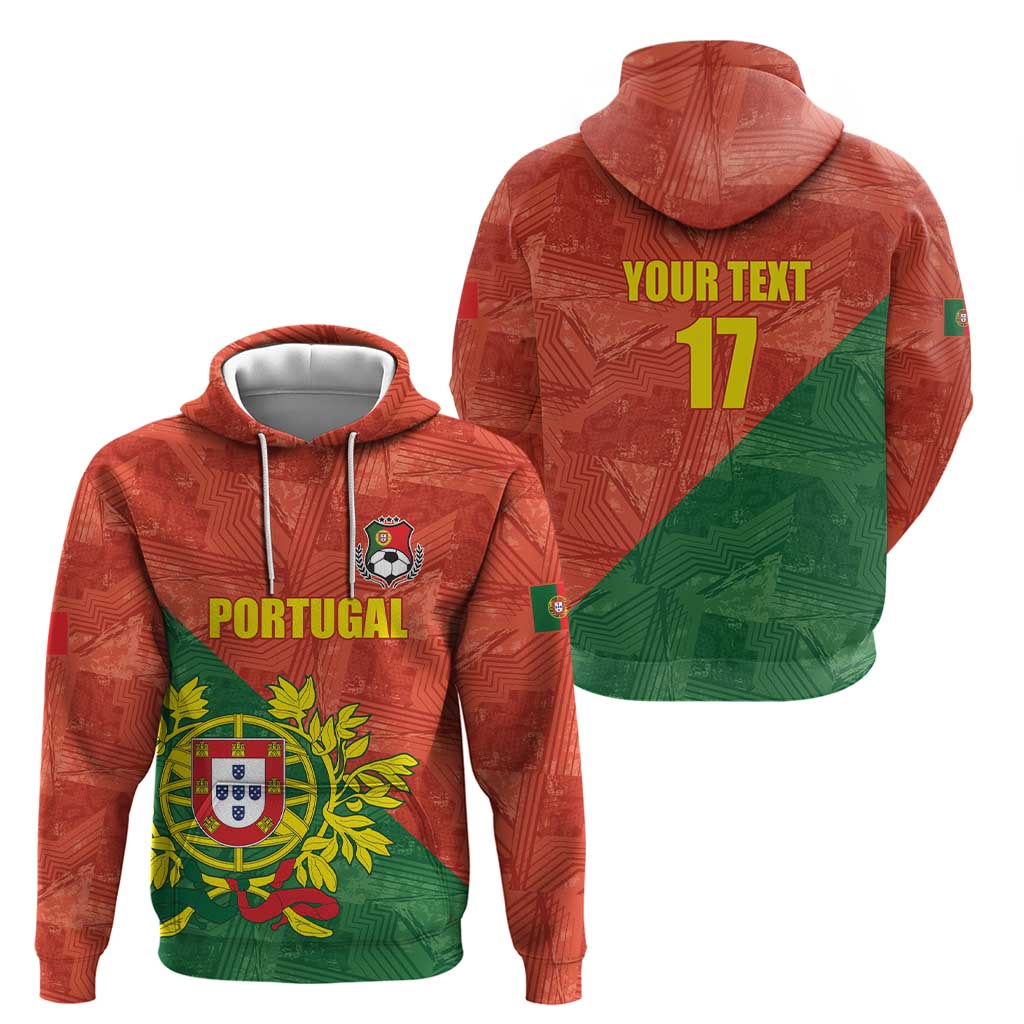 Custom Portugal Football Zip Hoodie Sporty Style