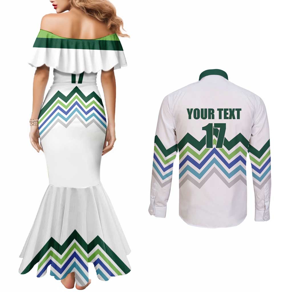 Custom Slovenia Football Couples Matching Mermaid Dress and Long Sleeve Button Shirt Sporty Style