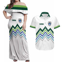 Custom Slovenia Football Couples Matching Off Shoulder Maxi Dress and Hawaiian Shirt Sporty Style