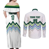 Custom Slovenia Football Couples Matching Off Shoulder Maxi Dress and Long Sleeve Button Shirt Sporty Style