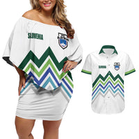 Custom Slovenia Football Couples Matching Off Shoulder Short Dress and Hawaiian Shirt Sporty Style