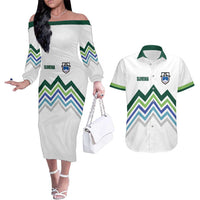 Custom Slovenia Football Couples Matching Off The Shoulder Long Sleeve Dress and Hawaiian Shirt Sporty Style