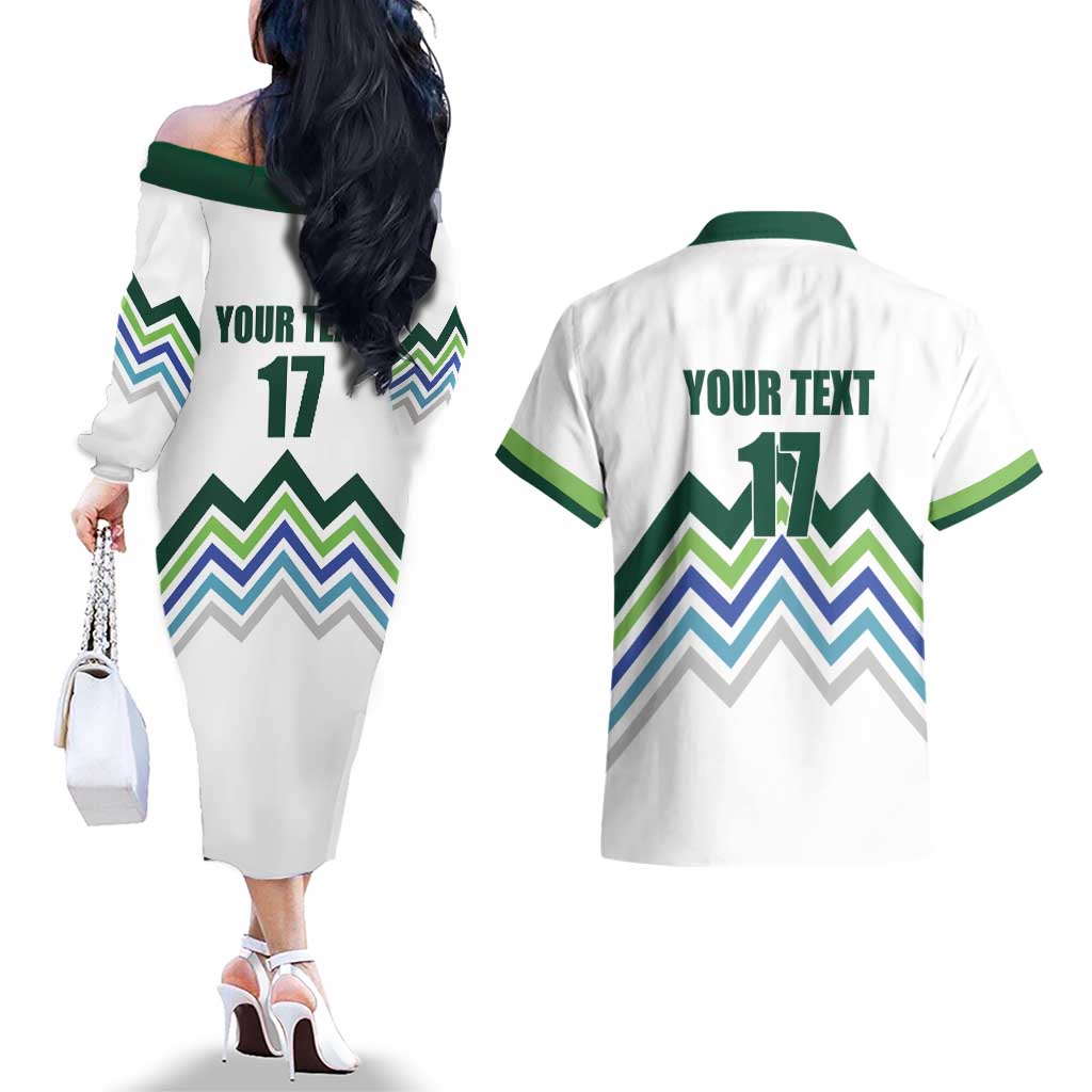 Custom Slovenia Football Couples Matching Off The Shoulder Long Sleeve Dress and Hawaiian Shirt Sporty Style