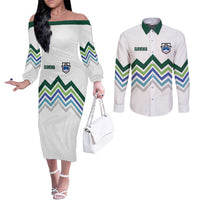 Custom Slovenia Football Couples Matching Off The Shoulder Long Sleeve Dress and Long Sleeve Button Shirt Sporty Style