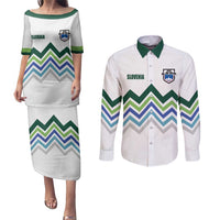 Custom Slovenia Football Couples Matching Puletasi and Long Sleeve Button Shirt Sporty Style