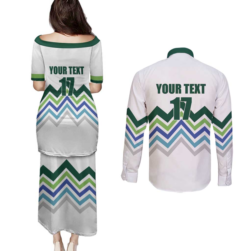 Custom Slovenia Football Couples Matching Puletasi and Long Sleeve Button Shirt Sporty Style