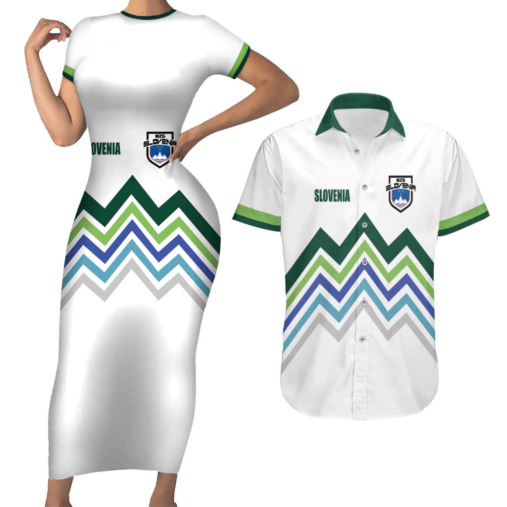 Custom Slovenia Football Couples Matching Short Sleeve Bodycon Dress and Hawaiian Shirt Sporty Style