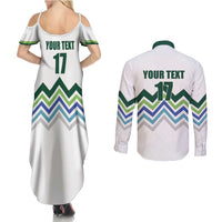 Custom Slovenia Football Couples Matching Summer Maxi Dress and Long Sleeve Button Shirt Sporty Style