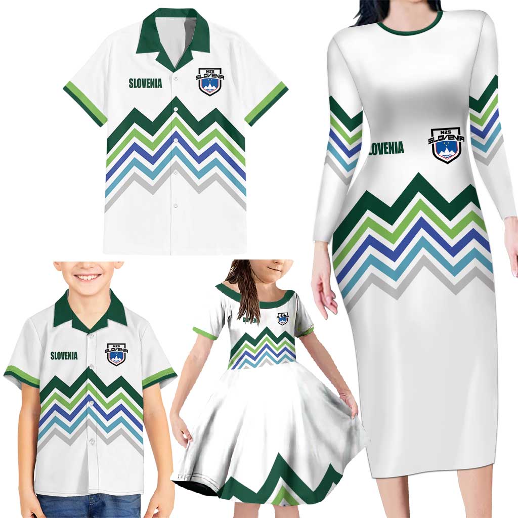 Custom Slovenia Football Family Matching Long Sleeve Bodycon Dress and Hawaiian Shirt Sporty Style