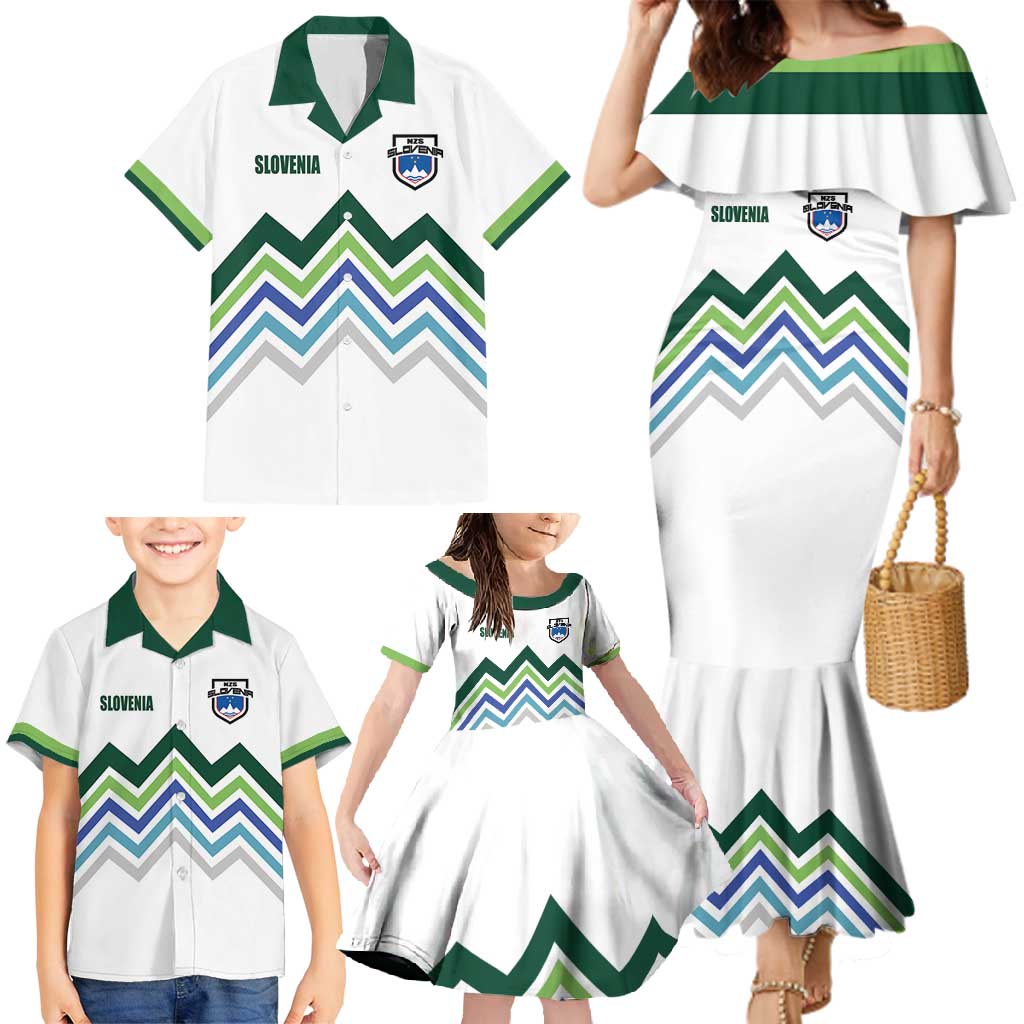 Custom Slovenia Football Family Matching Mermaid Dress and Hawaiian Shirt Sporty Style
