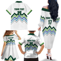 Custom Slovenia Football Family Matching Off The Shoulder Long Sleeve Dress and Hawaiian Shirt Sporty Style