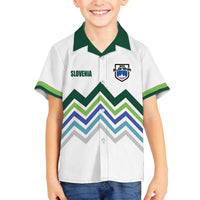 Custom Slovenia Football Family Matching Off The Shoulder Long Sleeve Dress and Hawaiian Shirt Sporty Style